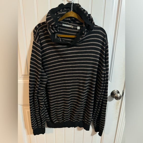 Vince Black/Gray Striped Pullover Hoodie - Picture 2 of 6